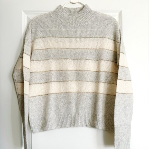 RAILS Ellis Cashmere Silk Blend Sweater in Mist Ivory Stripe Size XS - Picture 1 of 6